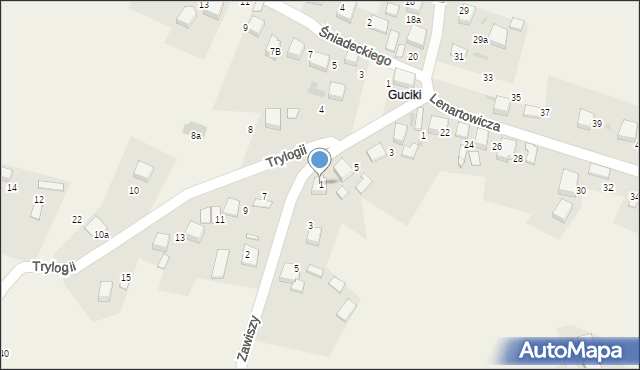 Żarki, Zawiszy, 1, mapa Żarki