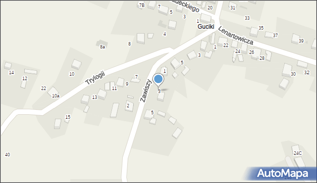 Żarki, Zawiszy, 3, mapa Żarki