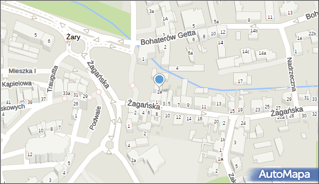 Żary, Żagańska, 1a, mapa Żary