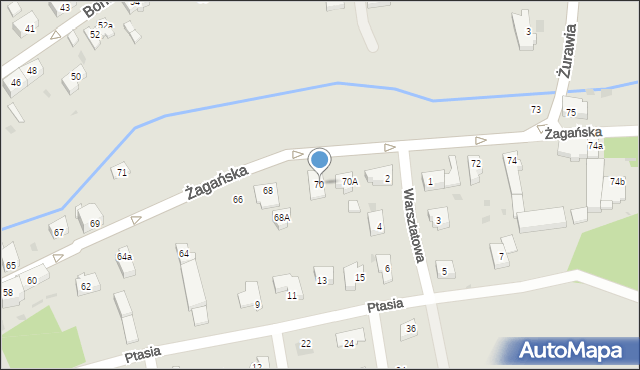 Żary, Żagańska, 70, mapa Żary