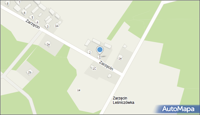 Zarzęcin, Zarzęcin, 1, mapa Zarzęcin