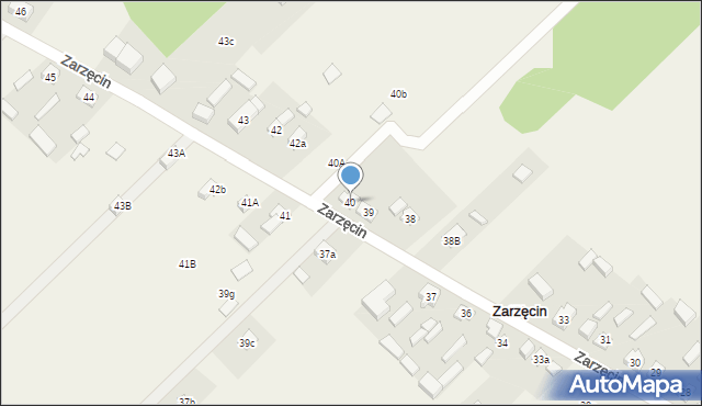 Zarzęcin, Zarzęcin, 40, mapa Zarzęcin