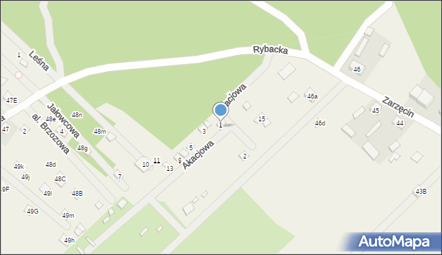 Zarzęcin, Zarzęcin, 46O, mapa Zarzęcin