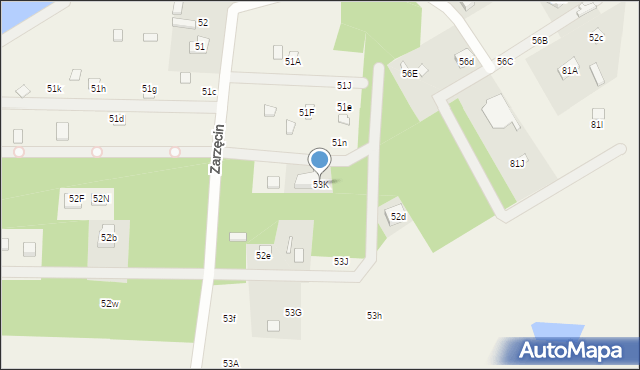 Zarzęcin, Zarzęcin, 53K, mapa Zarzęcin