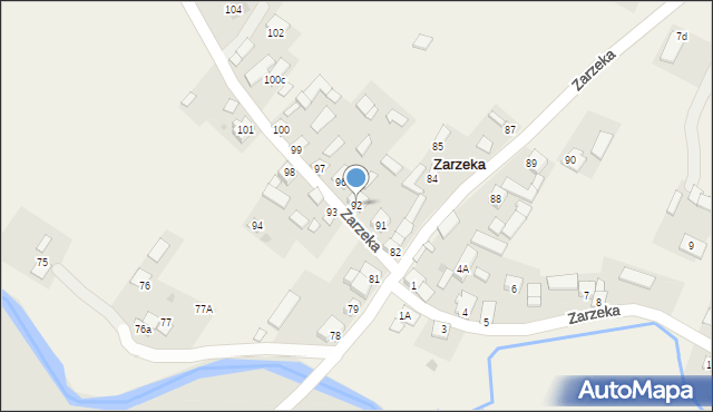 Zarzeka, Zarzeka, 92, mapa Zarzeka