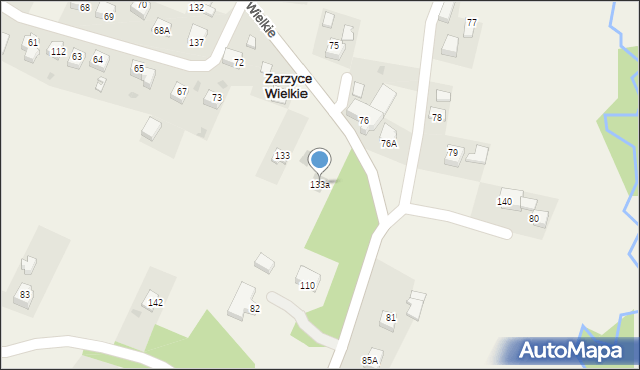 Zarzyce Wielkie, Zarzyce Wielkie, 133a, mapa Zarzyce Wielkie