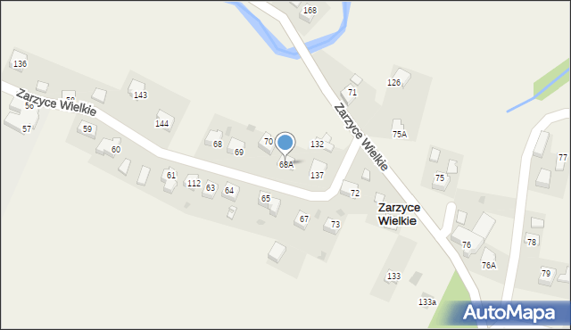 Zarzyce Wielkie, Zarzyce Wielkie, 68A, mapa Zarzyce Wielkie