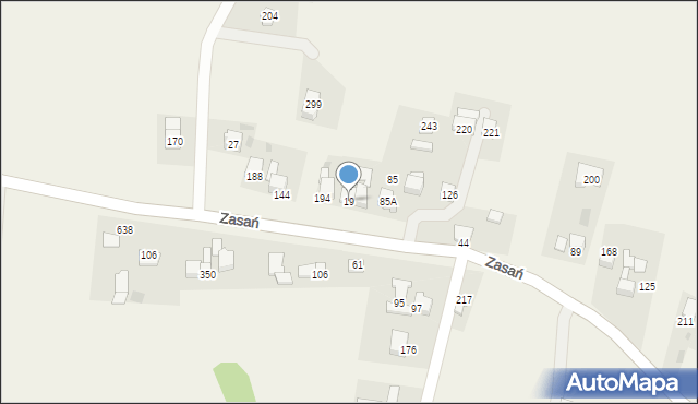 Zasań, Zasań, 19, mapa Zasań