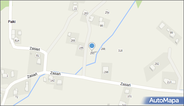 Zasań, Zasań, 293, mapa Zasań