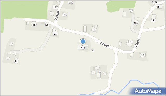 Zasań, Zasań, 51a, mapa Zasań