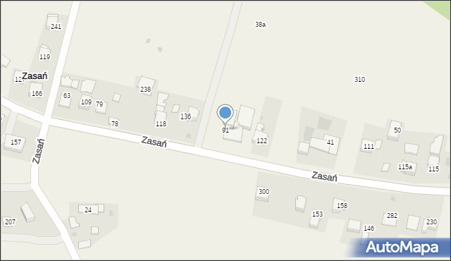 Zasań, Zasań, 91, mapa Zasań