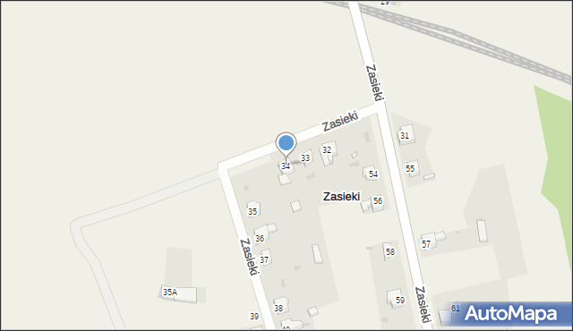 Zasieki, Zasieki, 34, mapa Zasieki