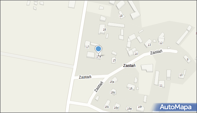 Zastań, Zastań, 17a, mapa Zastań