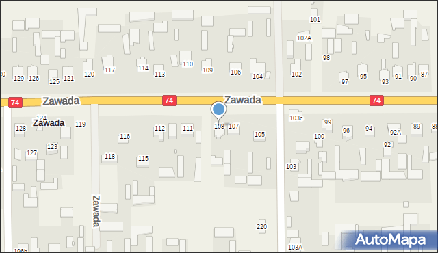 Zawada, Zawada, 108, mapa Zawada