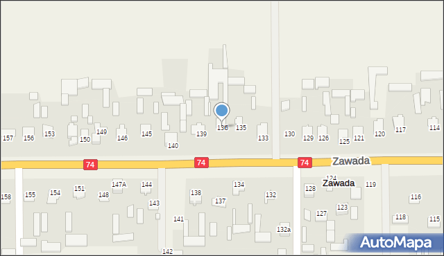 Zawada, Zawada, 136, mapa Zawada