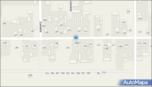 Zawada, Zawada, 205, mapa Zawada