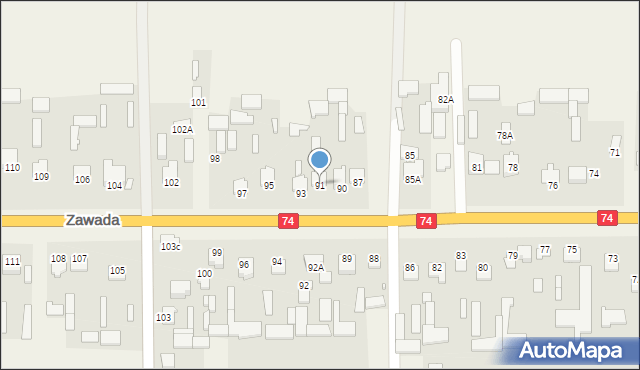 Zawada, Zawada, 91, mapa Zawada