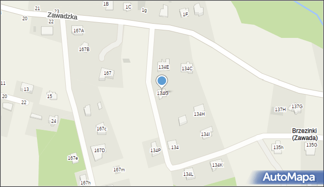 Zawada, Zawada, 134G, mapa Zawada
