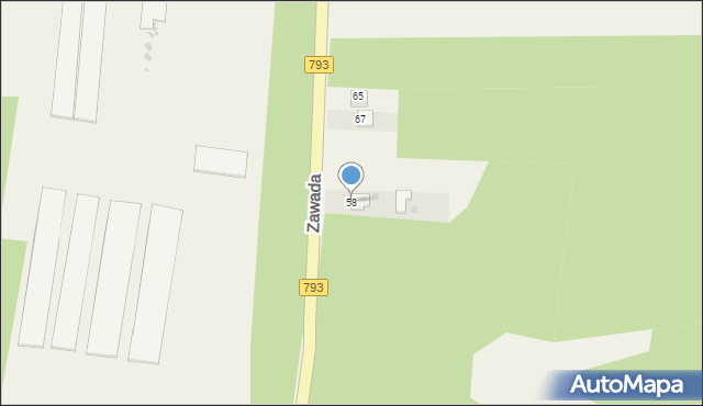 Zawada, Zawada, 58, mapa Zawada