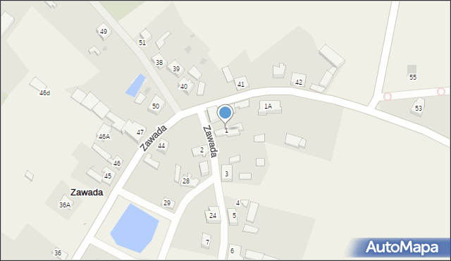Zawada, Zawada, 1, mapa Zawada