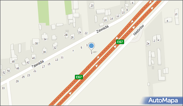 Zawada, Zawada, 1, mapa Zawada