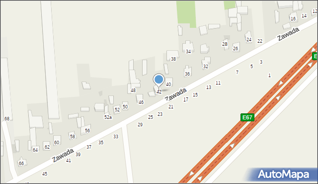 Zawada, Zawada, 42, mapa Zawada