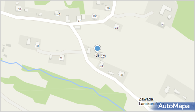 Zawada Lanckorońska, Zawada Lanckorońska, 18, mapa Zawada Lanckorońska