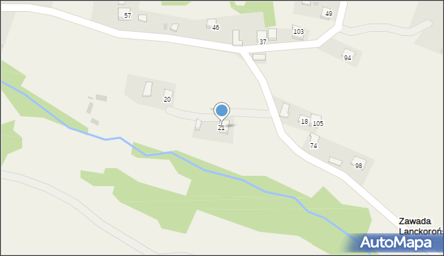 Zawada Lanckorońska, Zawada Lanckorońska, 21, mapa Zawada Lanckorońska