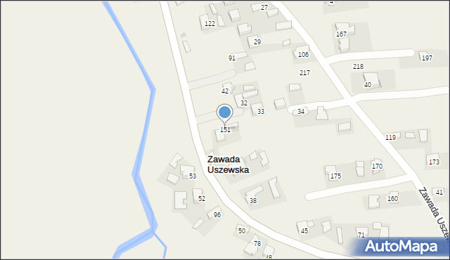 Zawada Uszewska, Zawada Uszewska, 151, mapa Zawada Uszewska