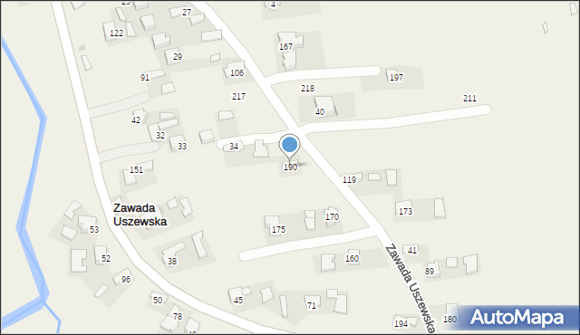 Zawada Uszewska, Zawada Uszewska, 190, mapa Zawada Uszewska
