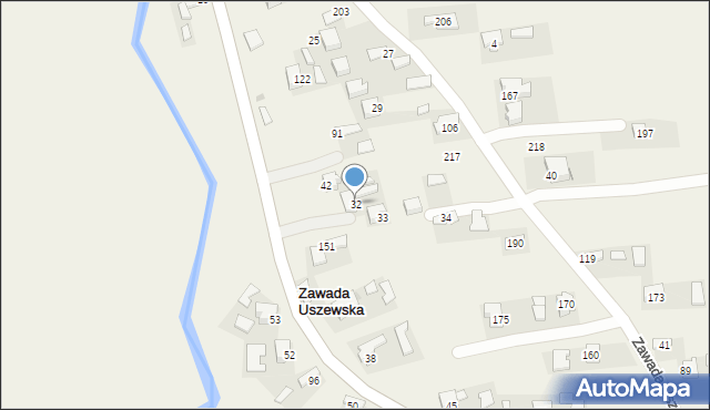 Zawada Uszewska, Zawada Uszewska, 32, mapa Zawada Uszewska