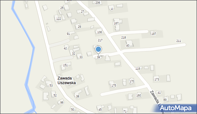 Zawada Uszewska, Zawada Uszewska, 34, mapa Zawada Uszewska
