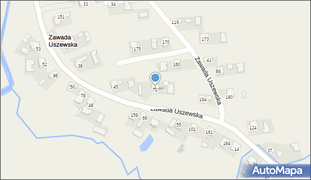Zawada Uszewska, Zawada Uszewska, 71, mapa Zawada Uszewska