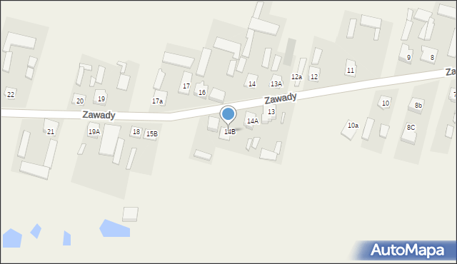 Zawady, Zawady, 14B, mapa Zawady