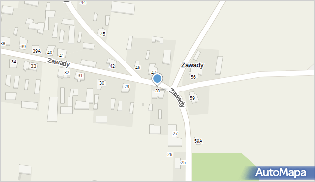 Zawady, Zawady, 28, mapa Zawady