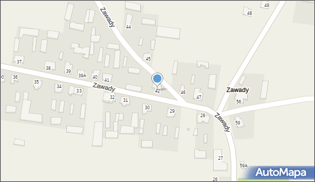Zawady, Zawady, 42, mapa Zawady