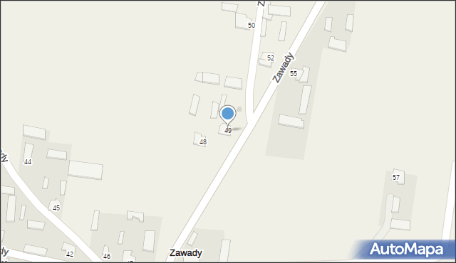 Zawady, Zawady, 49, mapa Zawady