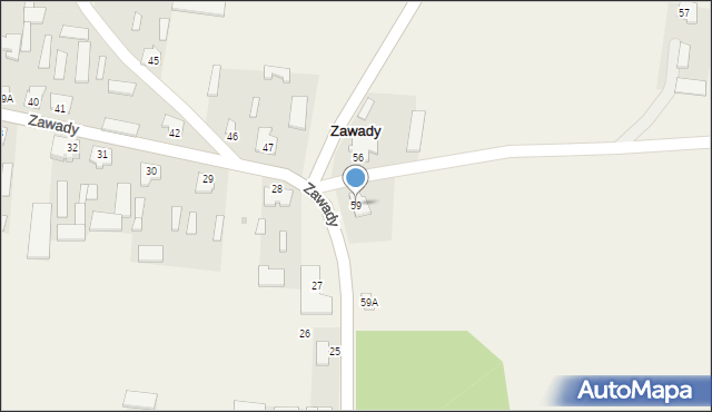 Zawady, Zawady, 59, mapa Zawady