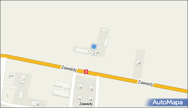 Zawady, Zawady, 1b, mapa Zawady