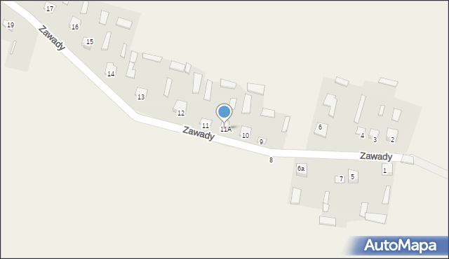 Zawady, Zawady, 11A, mapa Zawady