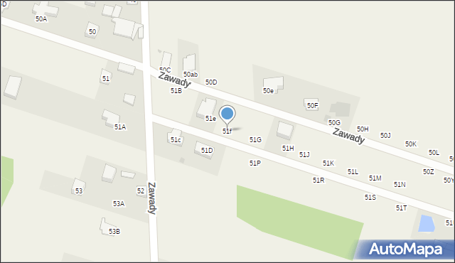 Zawady, Zawady, 51f, mapa Zawady