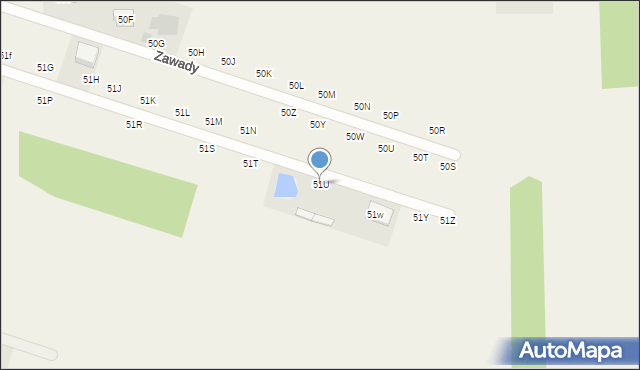 Zawady, Zawady, 51U, mapa Zawady
