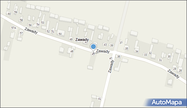 Zawady, Zawady, 45, mapa Zawady