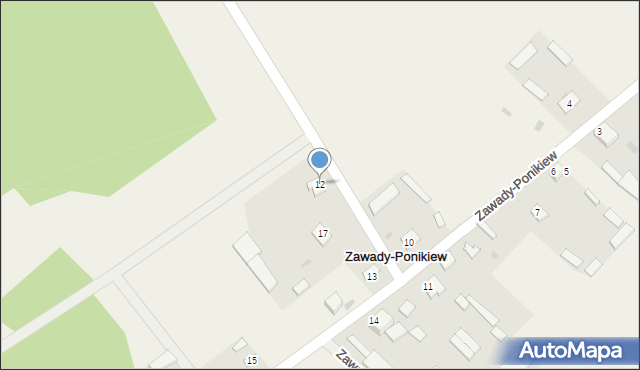 Zawady-Ponikiew, Zawady-Ponikiew, 12, mapa Zawady-Ponikiew