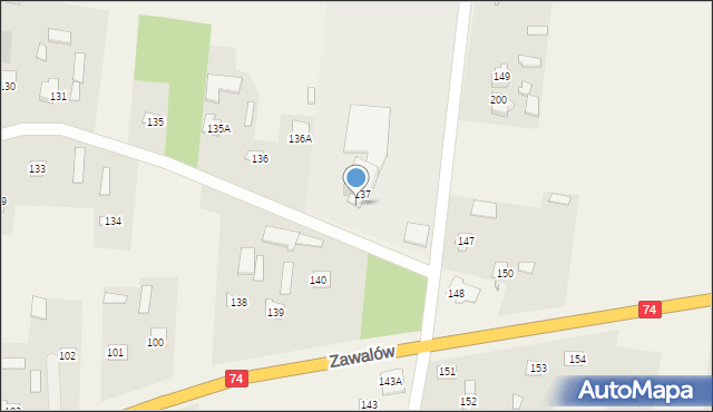 Zawalów, Zawalów, 144, mapa Zawalów