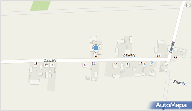 Zawały, Zawały, 13, mapa Zawały