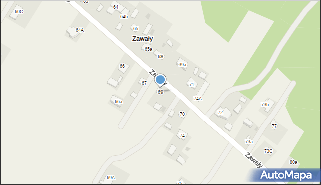 Zawały, Zawały, 69, mapa Zawały