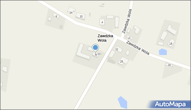 Zawdzka Wola, Zawdzka Wola, 9, mapa Zawdzka Wola