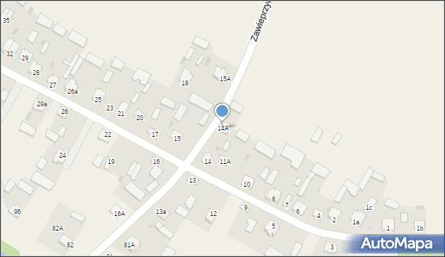 Zawieprzyce, Zawieprzyce, 14A, mapa Zawieprzyce