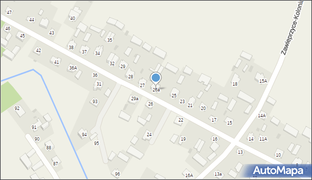 Zawieprzyce, Zawieprzyce, 26a, mapa Zawieprzyce